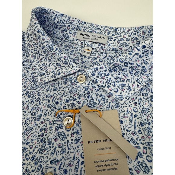 Peter Millar Other - NWT Peter Millar Bar For The Course Cocktail Print Golf Polo Shirt White XL $115